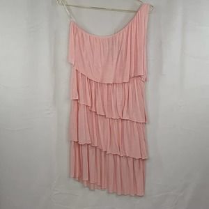 Young Fabulous & Broke | Pink One Shoulder Tiered Jersey T Dress, Size XS